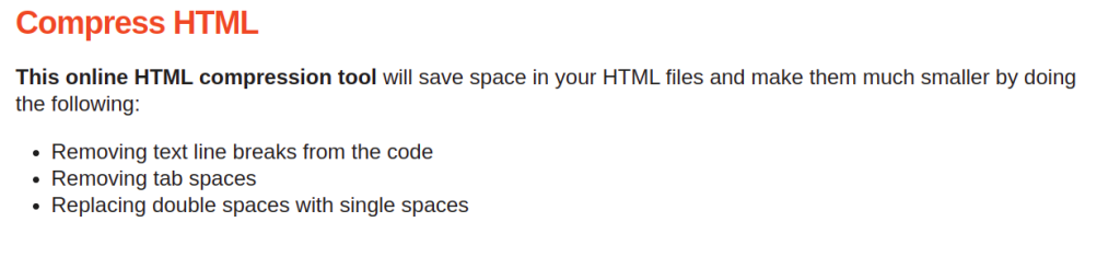online html compressor tool